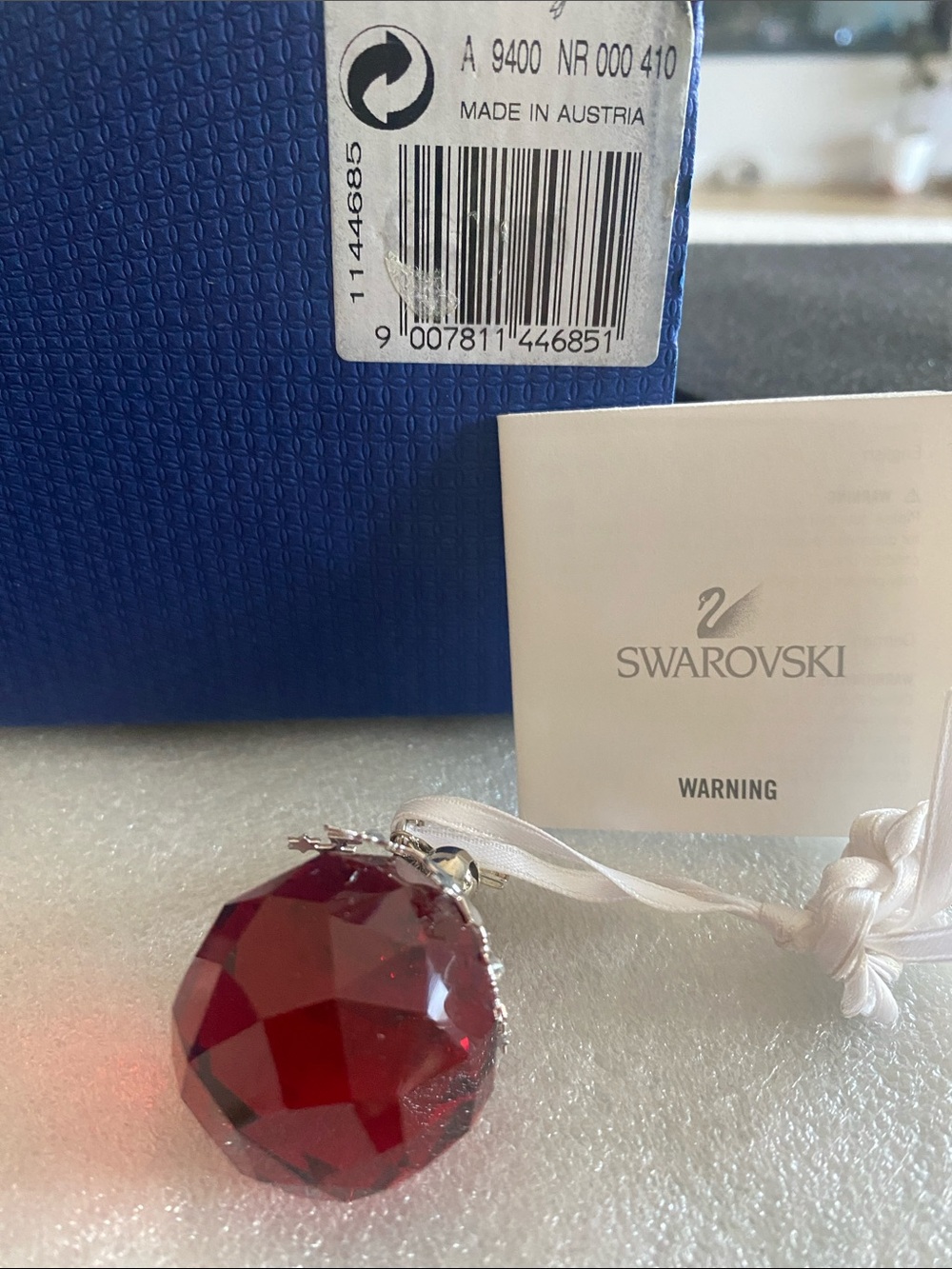 Swarovski Deep Red Faceted Crystal Pendant with Silver Stars - Picture 5 of 7